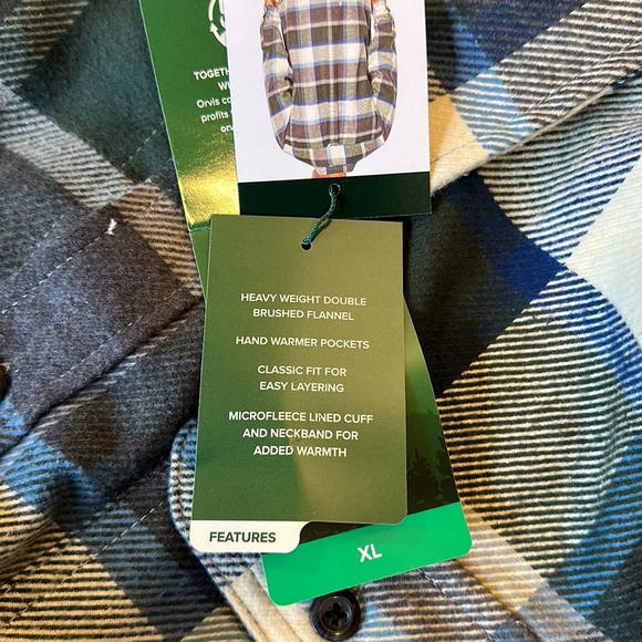 Orvis heavy weight, flannel shirt, size XL colors, blue navy off-white green NWT - Picture 9 of 9